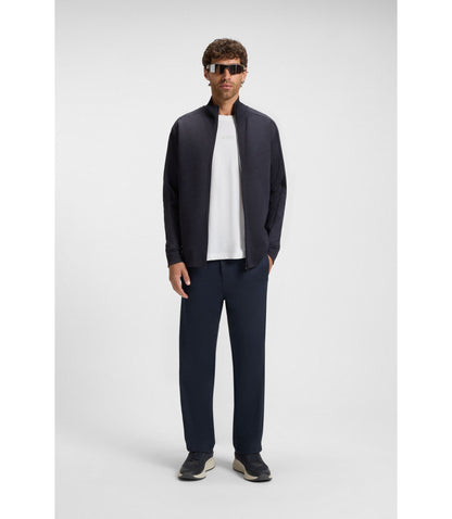 Boss Quilted Jacquard Tracksuit Bottoms In A Regular Fit Dark Blue