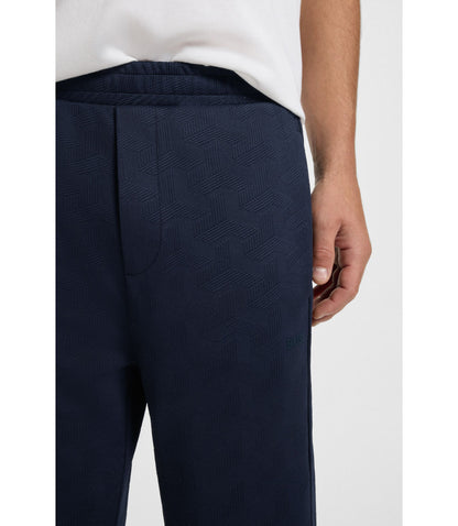 Boss Quilted Jacquard Tracksuit Bottoms In A Regular Fit Dark Blue
