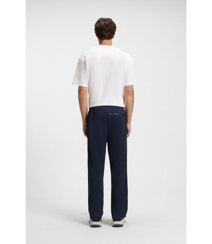 Boss Quilted Jacquard Tracksuit Bottoms In A Regular Fit Dark Blue