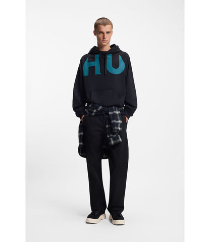 Hugo Regular Fit Trousers In Stretch Cotton Canvas Black
