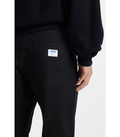 Hugo Regular Fit Trousers In Stretch Cotton Canvas Black