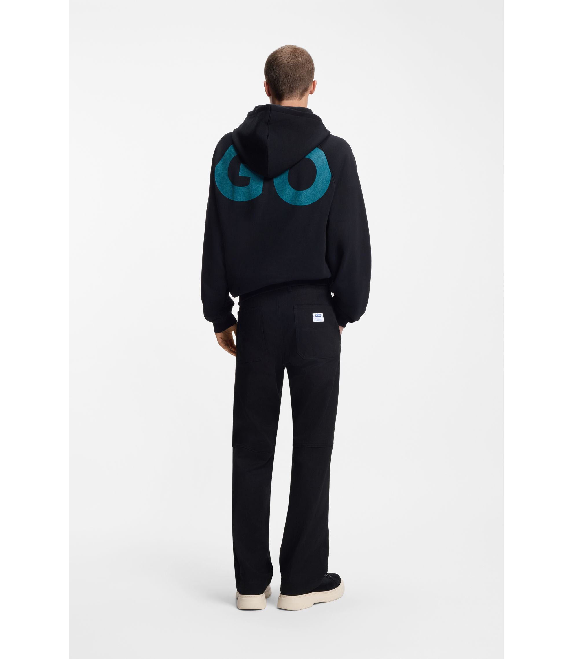 Hugo Regular Fit Trousers In Stretch Cotton Canvas Black