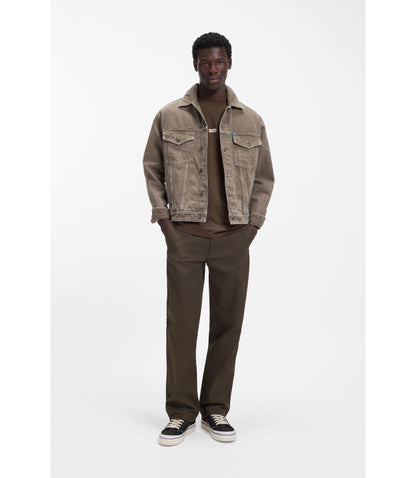 Hugo Regular Fit Trousers In Stretch Cotton Canvas Dark Brown