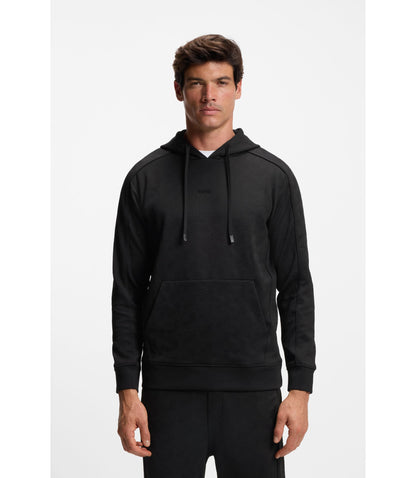 Boss Quilted Jacquard Hoodie In A Regular Fit Black