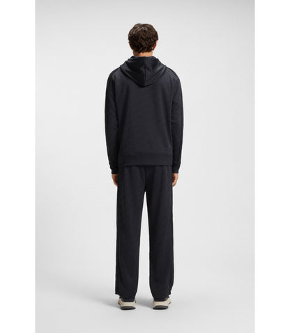 Boss Quilted Jacquard Hoodie In A Regular Fit Dark Blue