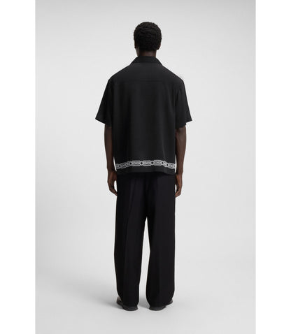 Hugo Oversized Fit Shirt With Embroidered Pattern Black