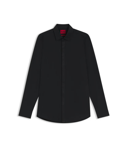 Hugo Easy Iron Slim Fit Shirt In Cotton Poplin Black