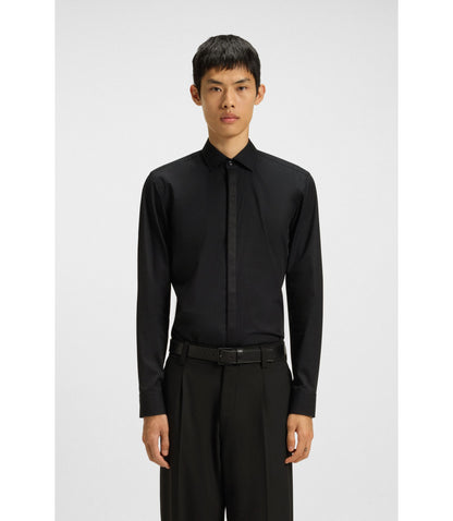 Hugo Easy Iron Slim Fit Shirt In Cotton Poplin Black