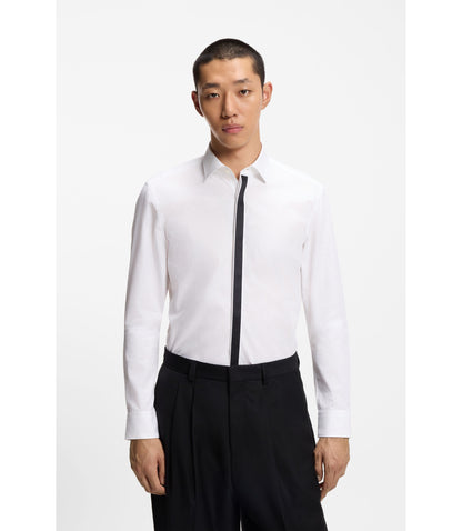 Hugo Easy Iron Slim Fit Shirt In Cotton Poplin White