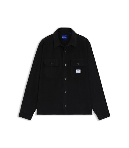 Hugo Oversized Fit Shirt In Cotton Corduroy Black