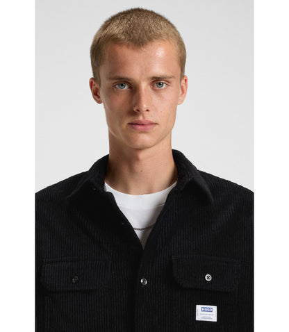 Hugo Oversized Fit Shirt In Cotton Corduroy Black