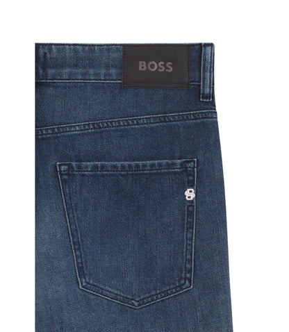 Boss Delaware Blue Slim Fit Jeans In Mechanical Stretch Denim Dark Blue