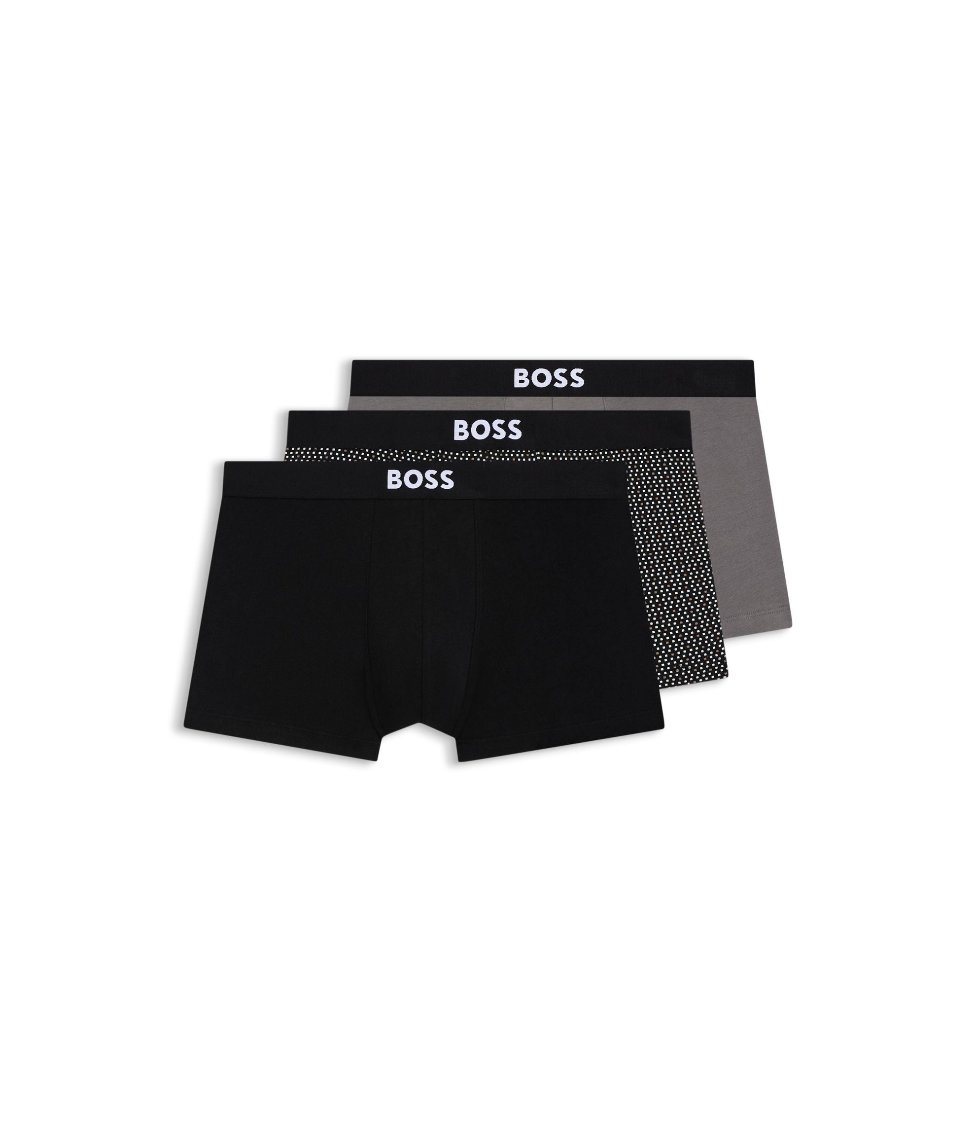 Boss Three Pack Of Stretch Cotton Trunks With Logos Light Beige