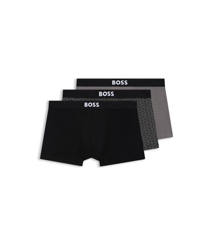 Boss Three Pack Of Stretch Cotton Trunks With Logos Light Beige
