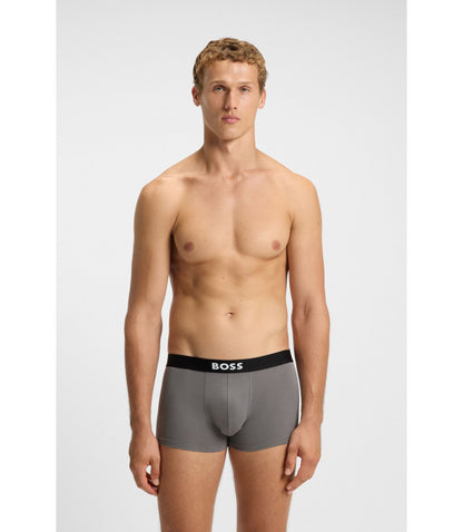 Boss Three Pack Of Stretch Cotton Trunks With Logos Light Beige