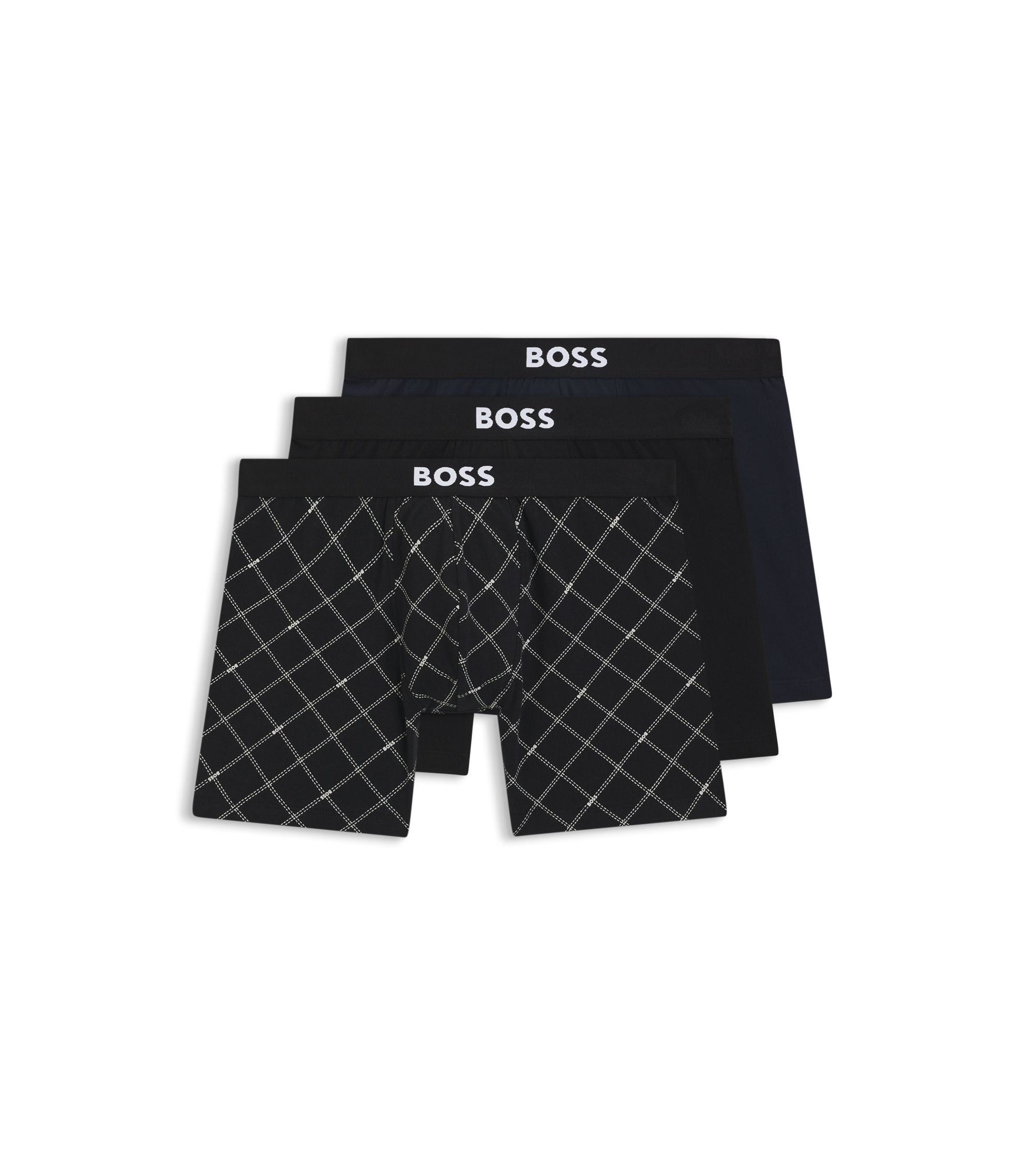 Boss Three Pack Of Stretch Cotton Boxer Briefs Black