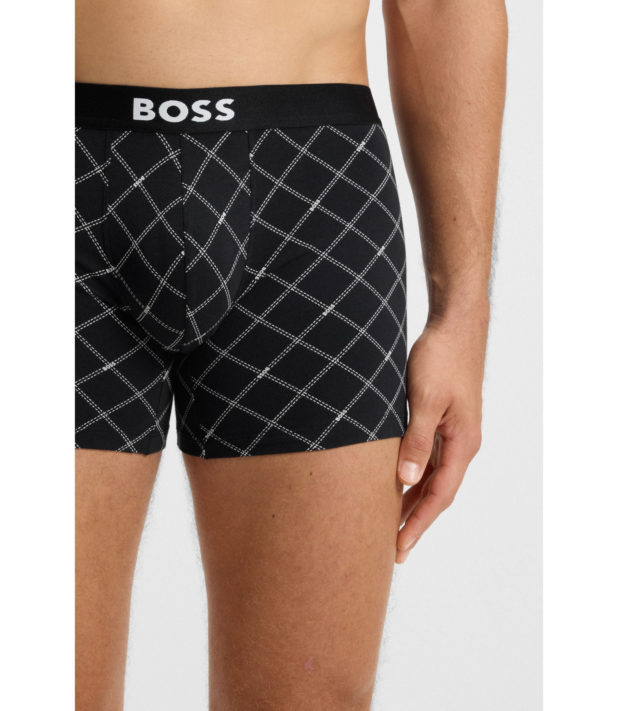 Boss Three Pack Of Stretch Cotton Boxer Briefs Black