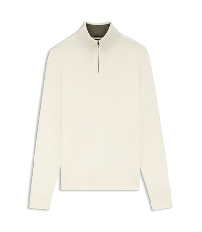 Boss Wool Cashmere Sweater With Zip Neck White