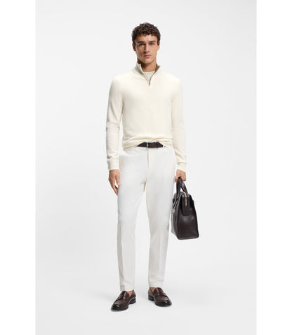 Boss Wool Cashmere Sweater With Zip Neck White