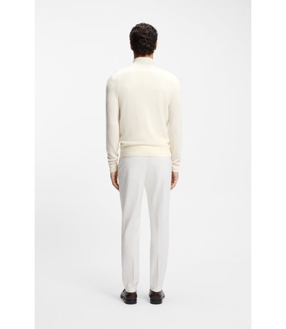 Boss Wool Cashmere Sweater With Zip Neck White