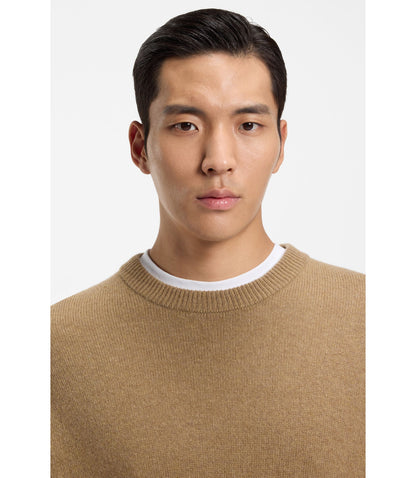 Boss Virgin Wool Sweater In A Relaxed Fit Khaki