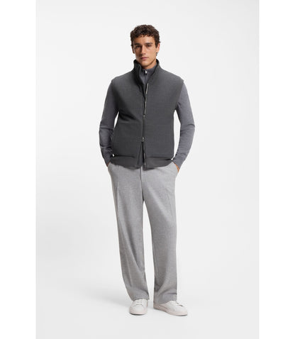 Boss Flannel Gilet With Ribbed Trims Dark Grey