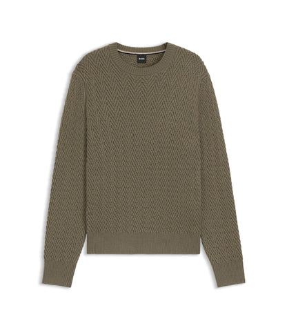 Boss Cashmere Cotton Sweater In An Oversized Fit Light Beige