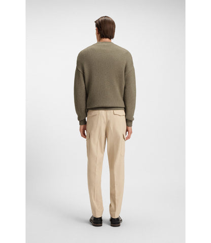 Boss Cashmere Cotton Sweater In An Oversized Fit Light Beige