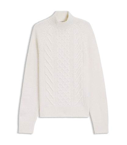 Boss Wool Silk Sweater With Cable Knit White