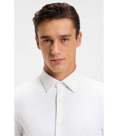 Boss Slim Fit Shirt In Brushed Stretch Flannel White