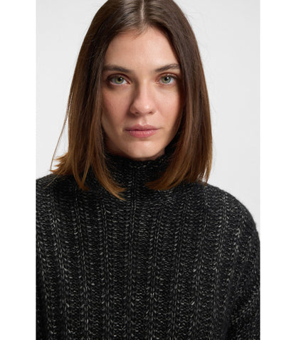 Hugo Knitted Sweater With Bold Ribbed Structure Black Women's