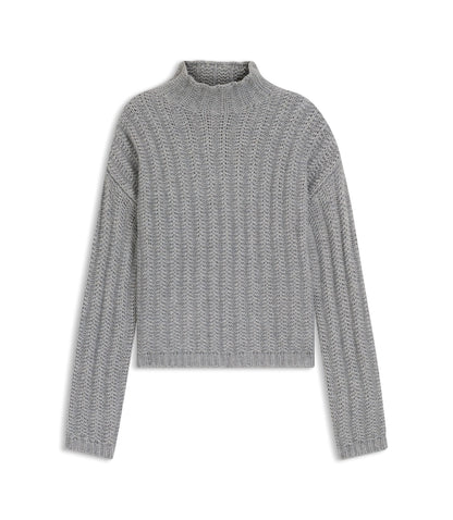 Hugo Knitted Sweater With Bold Ribbed Structure Grey Women's