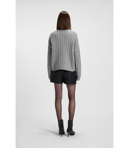 Hugo Knitted Sweater With Bold Ribbed Structure Grey Women's