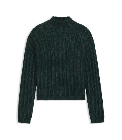 Hugo Knitted Sweater With Bold Ribbed Structure Dark Green Women's