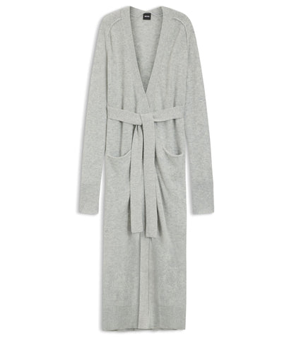 Boss Melange Cashmere Cardigan With Belt Light Grey Women's