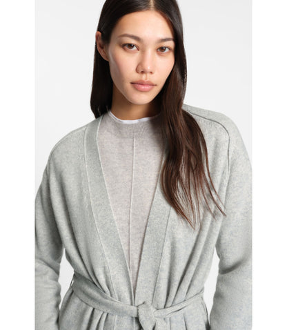 Boss Melange Cashmere Cardigan With Belt Light Grey Women's