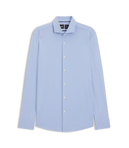 Boss Slim Fit Shirt In Structured Performance Stretch Jersey Blue
