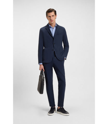 Boss Slim Fit Shirt In Structured Performance Stretch Jersey Blue