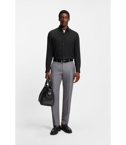Boss Regular Fit Shirt In Cotton Blend Flannel Black