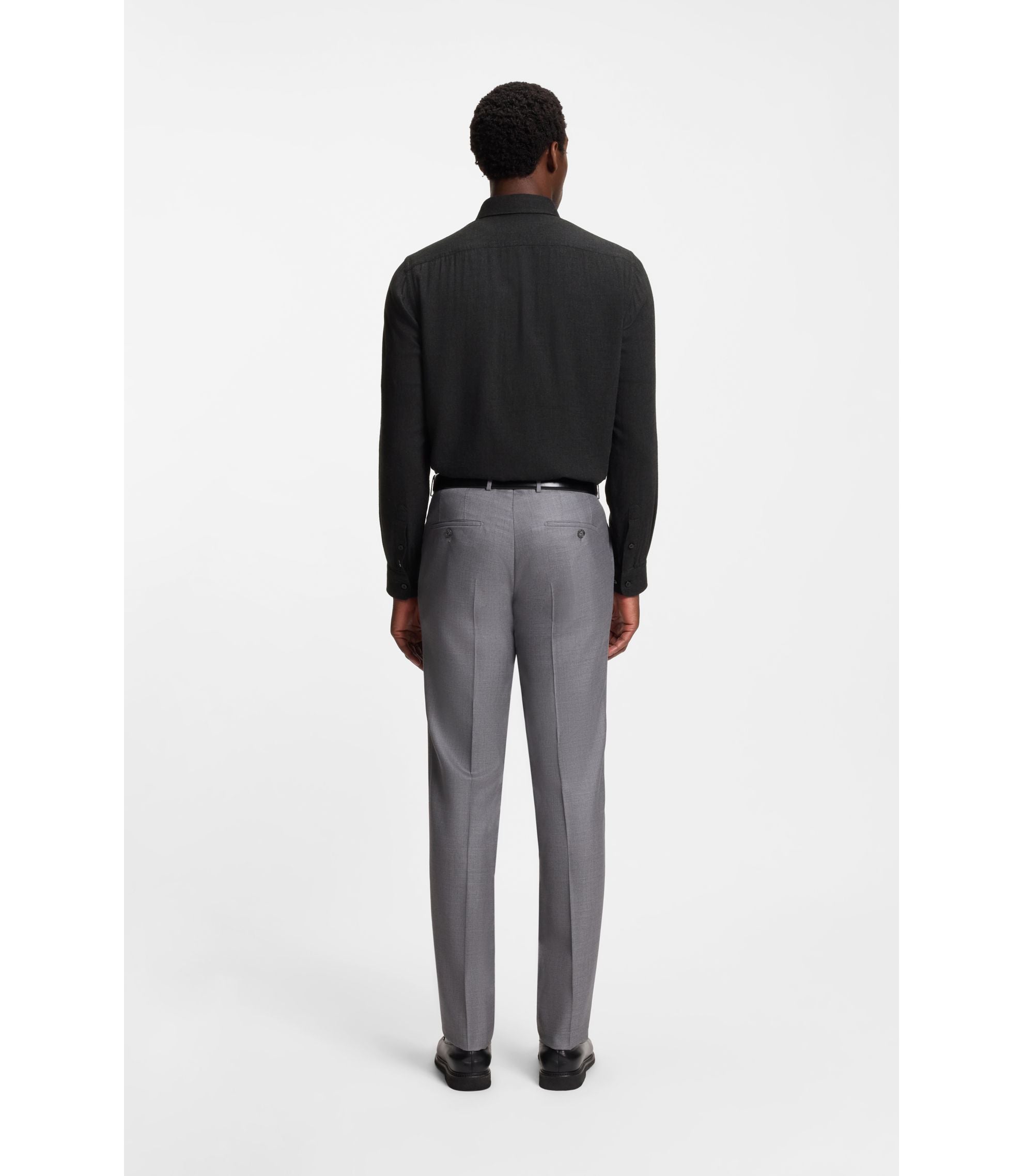 Boss Regular Fit Shirt In Cotton Blend Flannel Black