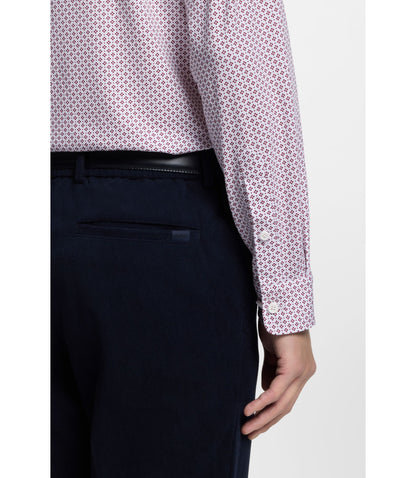 Boss Printed Slim Fit Shirt In A Cotton Blend Dark Red