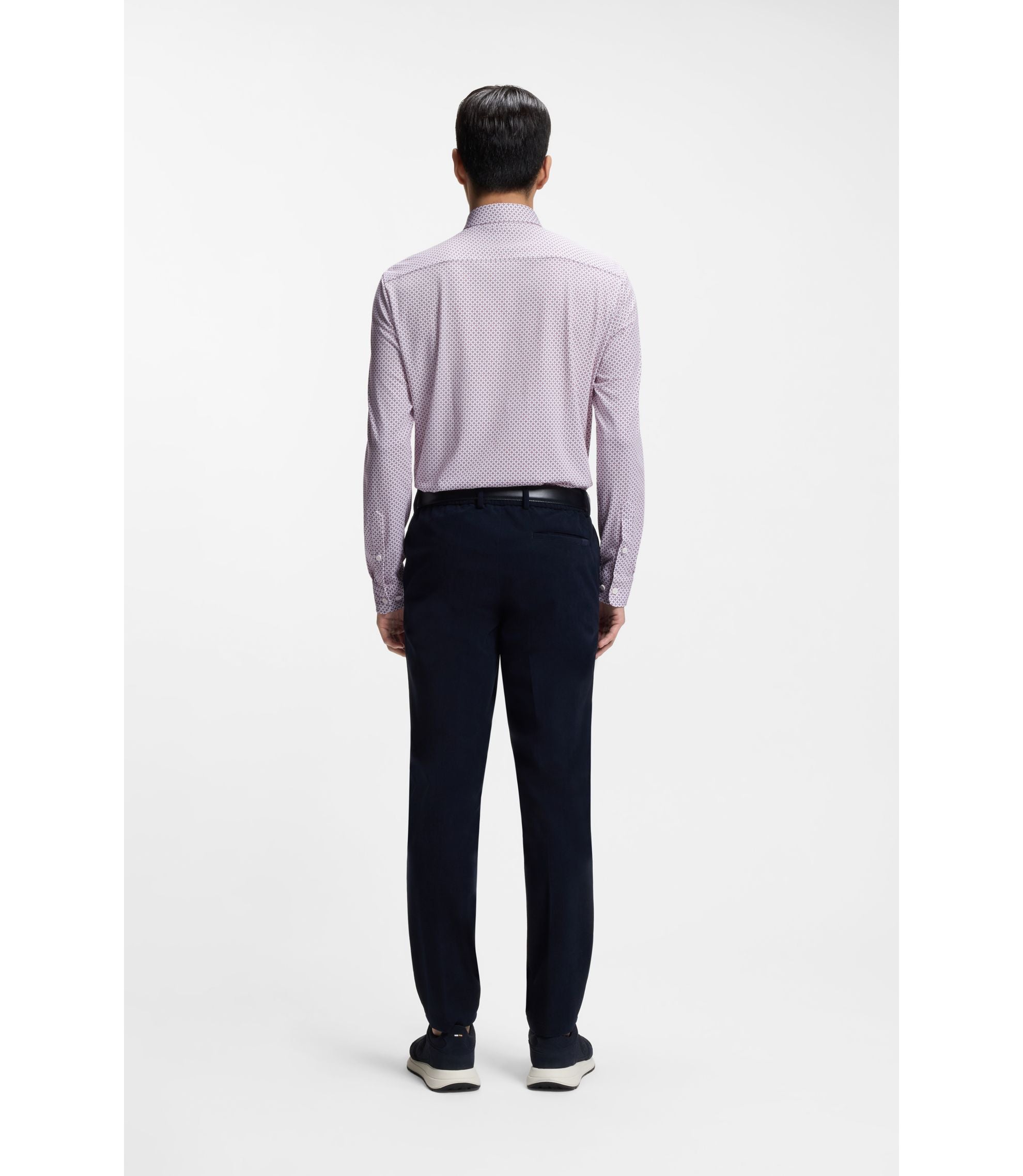 Boss Printed Slim Fit Shirt In A Cotton Blend Dark Red