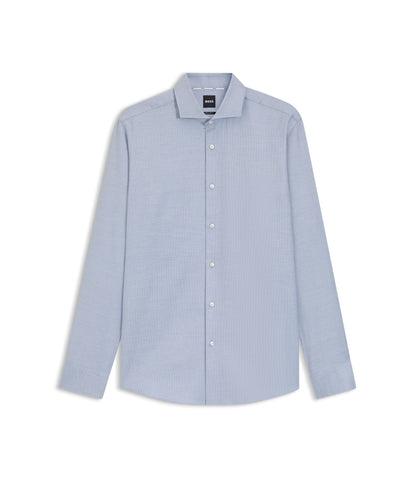 Boss Printed Regular Fit Shirt In Cotton Twill Light Blue