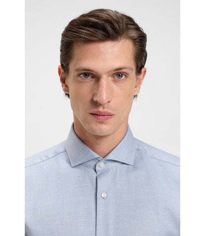 Boss Printed Regular Fit Shirt In Cotton Twill Light Blue
