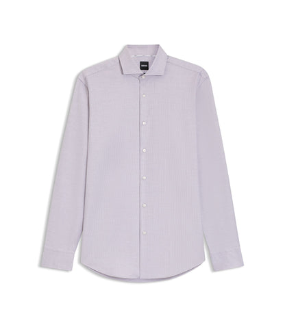 Boss Printed Regular Fit Shirt In Cotton Twill Light Pink