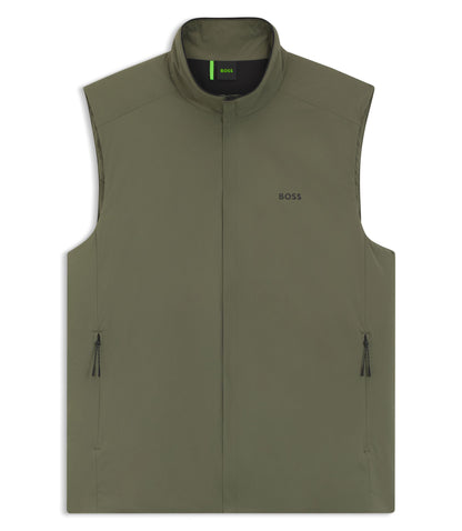 Boss Logo Detail Gilet With Water Repellent Finish Khaki