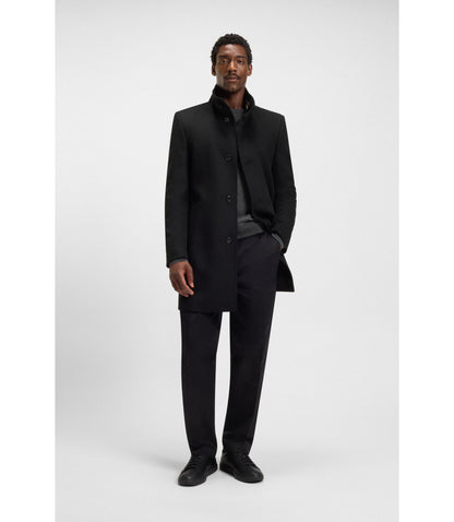 Boss Wool Cashmere Coat In A Slim Fit Black