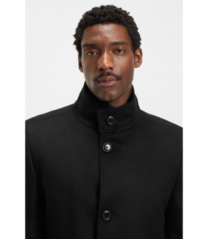 Boss Wool Cashmere Coat In A Slim Fit Black
