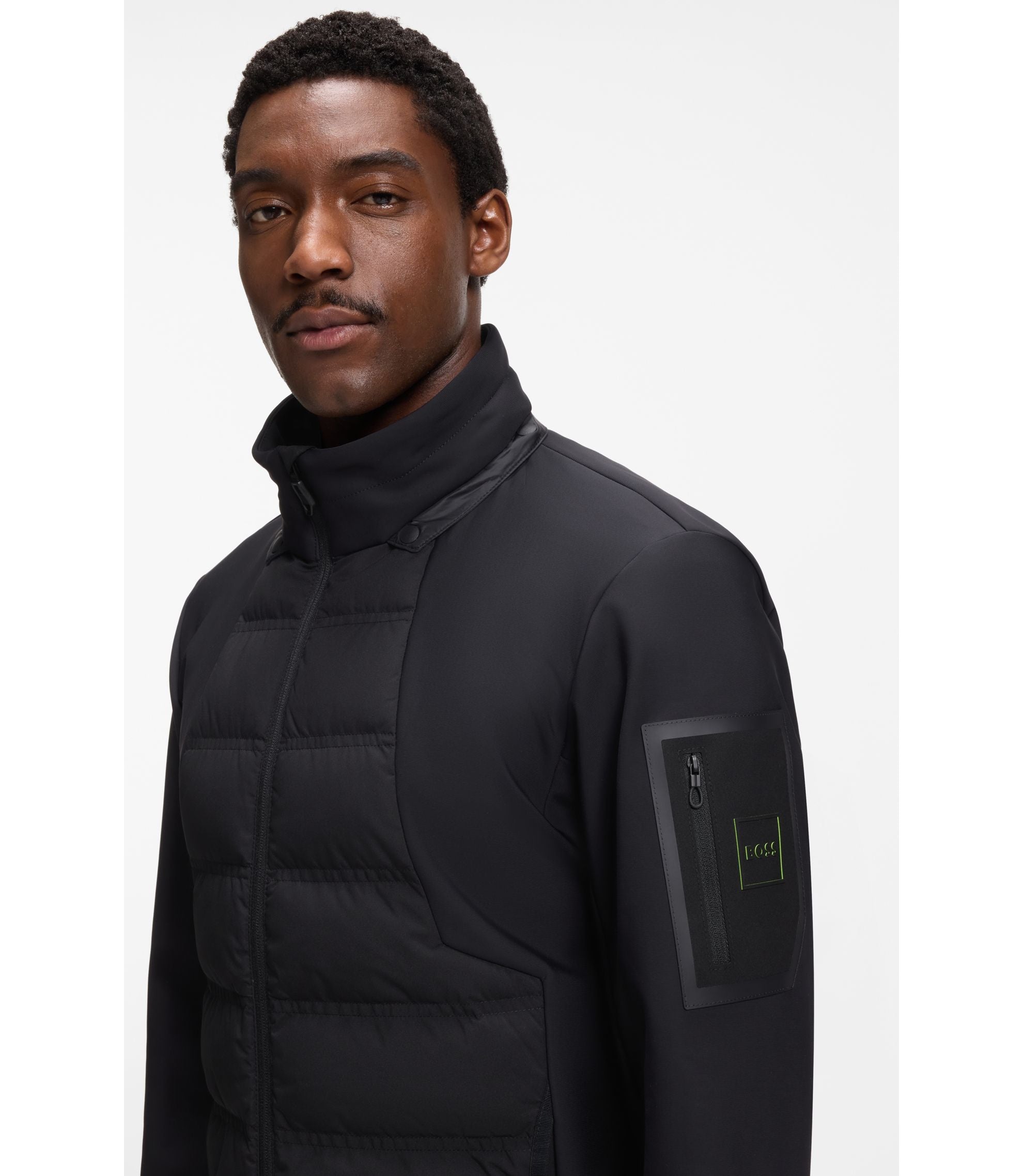 Boss Down Filled Jacket With Water Repellent Finish Black