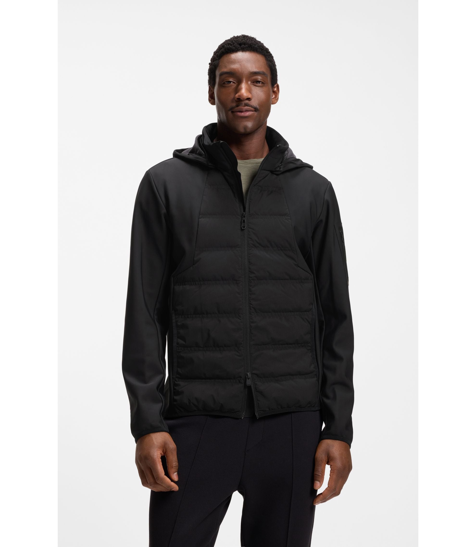 Boss Down Filled Jacket With Water Repellent Finish Black